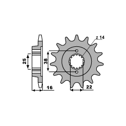 PBR ZĘBATKA PRZEDNIA 2222 15 18NC DUCATI 796 HYPERMOTARD 10-12, MONSTER 796 10-12 (ŁAŃC. 525)