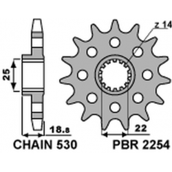 PBR ZĘBATKA PRZEDNIA 2254 14 18NC DUCATI 1200 MULTISTRADA 10-13 (ŁAŃC. 530)