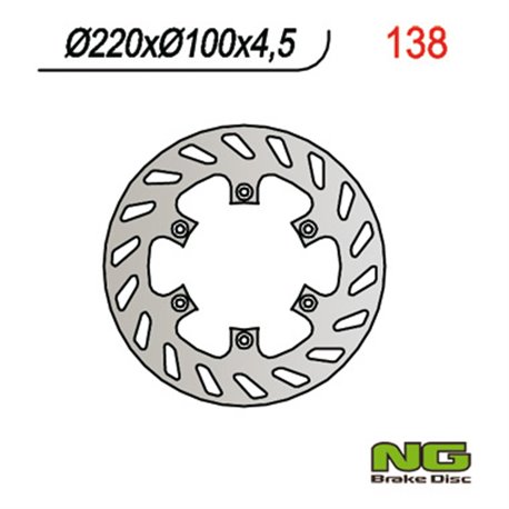 NG, zadní brzdový kotouč, Kawasaki KX 125 '89-'02, KX 250 '92-'95, KDX 200/220, KLX300/650R (220X100X4,5) (6X6,5mm)