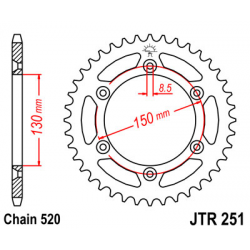 JT ZĘBATKA TYLNA 270 43 YAMAHA WR 250R '08-'20 (JTR245/2.43)* (ŁAŃC. 520)