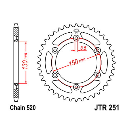 JT ZĘBATKA TYLNA 270 43 YAMAHA WR 250R '08-'20 (JTR245/2.43)* (ŁAŃC. 520)