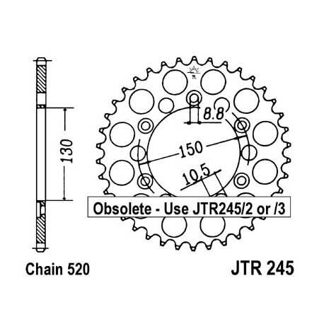 JT ZĘBATKA TYLNA 270 44 YAMAHA WR 250R '08-'20 (JTR245/2.44)* (ŁAŃC. 520)