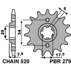 PBR ZĘBATKA TYLNA 279 45 C45 KTM 125 DUKE 11-13 (JTR273.45) (ZAMIENNA Z 4668 45) (ŁAŃC. 520) (OTWÓR 8,5MM)