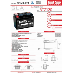 BS AKUMULATOR BTZ12S (FA) (YTZ12S) 12V 11AH 150X86X110 BEZOBSŁUGOWY - ZALANY (210A) (4)