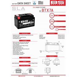 BS AKUMULATOR BTX7A (FA) (YTX7A-BS) 12V 6AH 152X88X94 BEZOBSŁUGOWY - ZALANY (90A) (6)