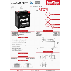 BS AKUMULATOR BTX7L (FA) (YTX7L-BS) 12V 6AH 113X70X130 BEZOBSŁUGOWY - ZALANY (100A) WZMOCNIONY (8)