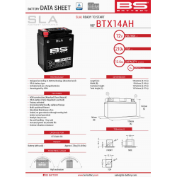 BS AKUMULATOR BTX14AH (FA) (YTX14AH-BS) 12V 12AH 135X90X167 BEZOBSŁUGOWY - ZALANY (210A) (4)