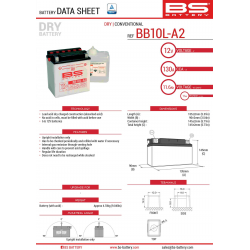 BS AKUMULATOR BB10L-A2 (YB10L-A2) 12V 11AH 136X91X146 Z ELEKTROLITEM OSOBNO - KONWENCJONALNY (160A) (4) UE2019/1148