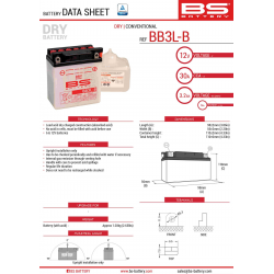 BS AKUMULATOR BB3L-B (YB3L-B) 98X56X110 Z ELEKTROLITEM OSOBNO - KONWENCJONALNY (30A) (12) UE2019/1148