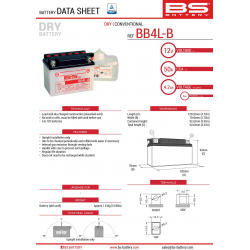 BS AKUMULATOR BB4L-B (YB4L-B) 12V 4AH 121X71X93 Z ELEKTROLITEM OSOBNO - KONWENCJONALNY (56A) (8) UE2019/1148