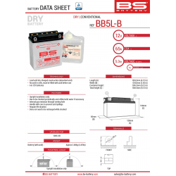 BS AKUMULATOR BB5L-B (YB5L-B) (12N5-3B) 12V 5AH 120X60X130 Z ELEKTROLITEM OSOBNO - KONWENCJONALNY (65A) (6) UE2019/1148