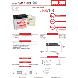 BS AKUMULATOR BB7L-B (YB7L-B) (12N7-3B) 12V 8AH 135X75X133 Z ELEKTROLITEM OSOBNO - KONWENCJONALNY (85A) (6) UE2019/1148