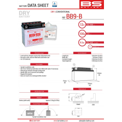 BS, akumulátor BB9-B (YB9-B) (12N9-4B-1) 12V 9AH 135X75X139, olověný (115A) (6) UE2019/1148