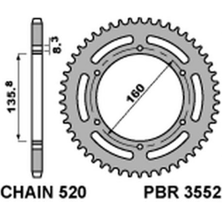 PBR ZĘBATKA TYLNA 3552 38 L (ŁAŃC. 520) (JTR5.38)