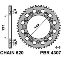 PBR ZĘBATKA TYLNA 4307 39 HONDA CRM 250 '91 (JAPAN) (JTR210.39)