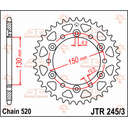 JT, rozeta 4309 45 Honda NX 650 '88-'90 (JTR245/3.45)* (řetěz 520)