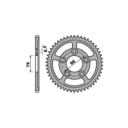 PBR ZĘBATKA TYLNA 4375 43 C45 CAGIVA 125, PLANET (99), 125N-1 97-99 (ŁAŃC. 520) (JTR-BRAK)