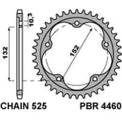 PBR ZĘBATKA TYLNA 4460 43 ( STAL HARTOWANA ) MV AUGUSTA 800/910/920/989/990/1000 04-16 (ŁAŃCUCH 525)