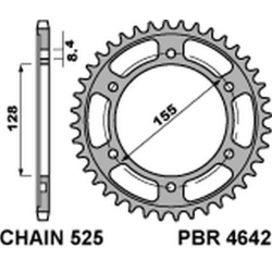 PBR ZĘBATKA TYLNA 4642 38 C45 KTM 1290 SUPERDUKE (13-'20) (ŁAŃC. 525) (JTR893.38) (STAL HARTOWANA)