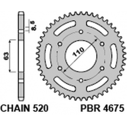 PBR ZĘBATKA TYLNA 4675 45 KTM 125 DUKE '14-18, 390 DUKE/RC '13-18 (JTR890.45) (ŁAŃC. 520)