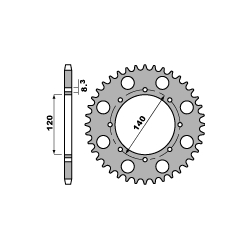 PBR ZĘBATKA TYLNA 491 43 C45 KAWASAKI KLR 650 A/B/C 87-11 (ŁAŃC. 520)