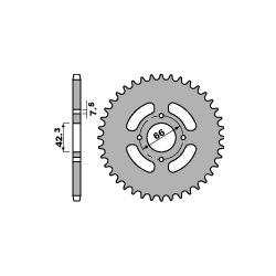 PBR ZĘBATKA TYLNA 505 32 F MALAGUTI 50 87-90 (ŁAŃC. 415)