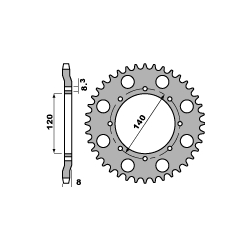 PBR, rozeta 506 43 C45 Kawasaki KLR 600 84-90 (řetěz 520)