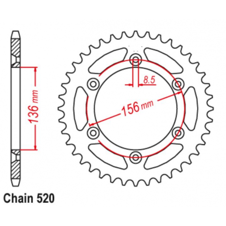 CHT WYPRZEDAŻ ZĘBATKA TYLNA ALUMINIOWA T7075 (ERGAL) 702 52 HUSQVARNA TE/TC 90-14, BETA 350/400/450 RR 4T, CAGIVA 125/250 WMX/WR