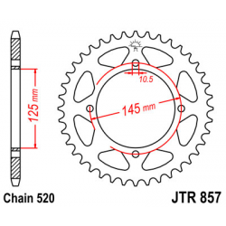 JT, rozeta 857 45 Yamaha XT 600E '90-03, XT 660Z TENERE '91-00 (JTR857.45ZBK)* (řetěz 520), černá barva