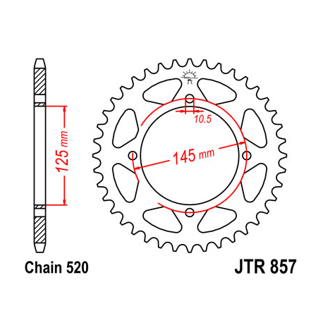 JT ZĘBATKA TYLNA 857 45 YAMAHA XT 600E '90-03, XT 660Z TENERE '91-00 (JTR857.45ZBK)* (ŁAŃC. 520) KOLOR CZARNY - PATRZ RÓWNIEŻ 45