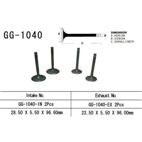 VESRAH ZAWÓR WYDECHOWY HONDA XR 250 R '86-'95 (2 NA POJAZD) (23,5X5,5X96,0 MM) (OEM: 14721-KR6-000) (1SZT.)