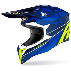 Airoh, dětská přilba MX, model Wraap Junior, bílá/modrá/žlutá fluo, velikost XXS