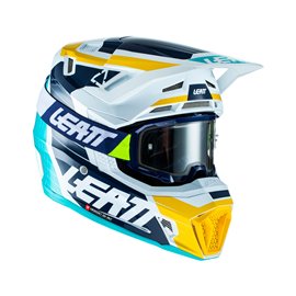 Leatt, přilba MX, model 7.5 V22 (+ brýle Velocity 4.5 ZDARMA) Helmet Kit Aqua, barva granátová/žlutá/bílá, velikost M 57-5