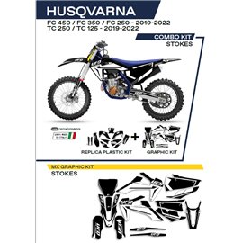 UFO, sada plastů + sada polepů, Husqvarna TC 125 '19-'22 Stokes, černá barva