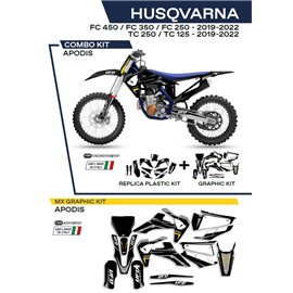 UFO, sada plastů + sada polepů, Husqvarna TC 125 '19-'22 Apodis, černá barva