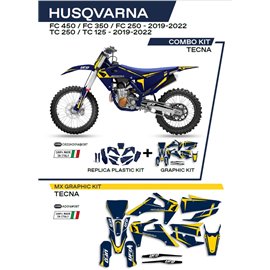 UFO, sada plastů + sada polepů, Husqvarna TC 125 '19-'22 Tecna, modrá barva