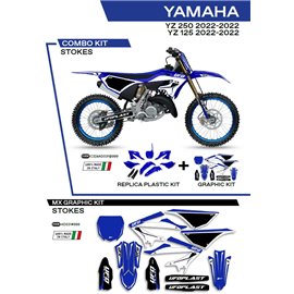 UFO, sada plastů + sada polepů, Yamaha YZ 125 '22 Stokes, OEM barva (modrá/černá/bílá)