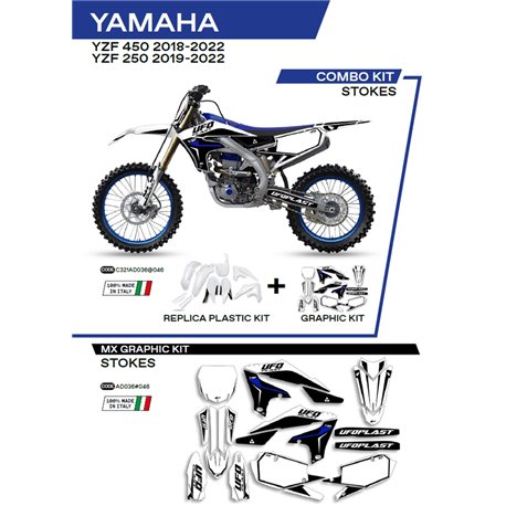 UFO, sada plastů + sada polepů, Yamaha YZF 250 '19-'22 Stokes, bílá barva