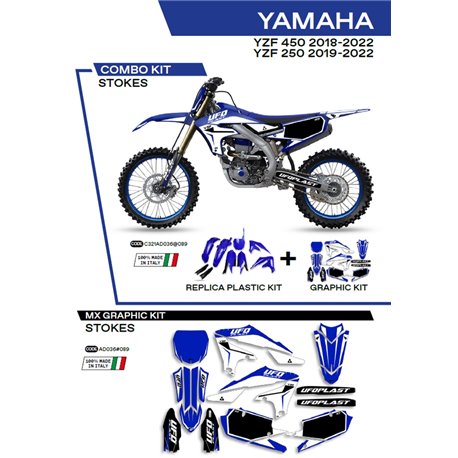 UFO, sada plastů + sada polepů, Yamaha YZF 250 '19-'22 Stokes, modrá barva