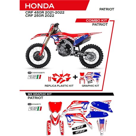 UFO, sada plastů + sada polepů, Honda CRF 250R '22 Patriot, červená barva