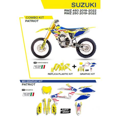 UFO, sada plastů + sada polepů, Suzuki RMZ 250 '19-'22 Patriot, žlutá barva