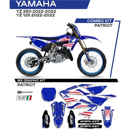 UFO, sada polepů, Yamaha YZ 125 '22 Patriot, OEM barva (bílá/modrá)