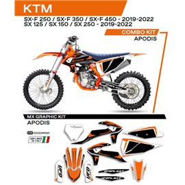 UFO, sada polepů, KTM SX 125 '19-'22 Apodis, OEM barva (oranžová/bílá/černá)