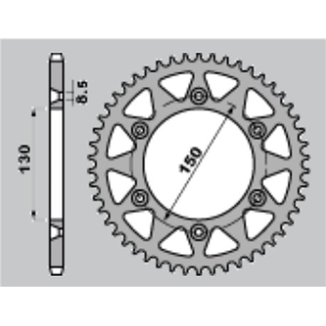 JR, rozeta duralová T7075 (ERGAL) 270 51 (27051 Yamaha YZ/YZF '99-'18 WRF '01-'18 (JTR251.51) (řetěz 520) 