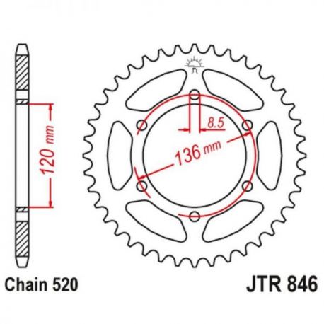 Grosskopf, rozeta, duralová 4552 50 KTM SX65 '04-'13