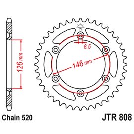 JT, rozeta 808 49 duralová RACELITE Suzuki RM/RMZ DR/DRZ (80849JTA) (řetěz 520) černá barva