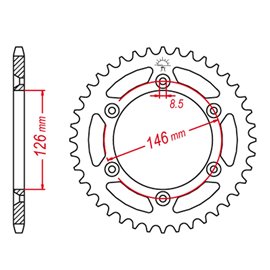 Grosskopf, rozeta ALU 808 47 Suzuki DRZ 400 '00-'20, RM 125/250, RMZ 250/450 (JTR808