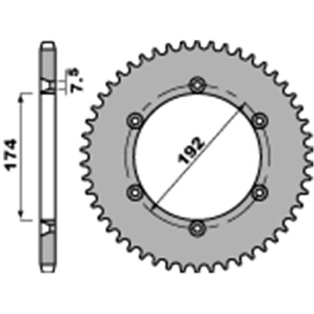 PBR, rozeta 1499 45 C45 MOTO MORINI 350 CANGURO (86-87) (řetěz 520)