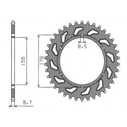 Sunstar, rozeta 4392 44 Triumph 900/955/1000, Triumph DAYTONA T595 955 '97-'99 (JTR2011.44) (řetěz 530) (439244JT)