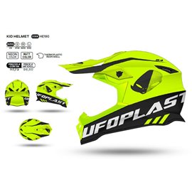 UFO (kolekce 2023), dětská MX přilba Cross/Enduro, barva ZÓŁTY FLUO - černá, velikost M